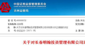 長春明翰投資未對投資者進行風(fēng)險評估 被證監(jiān)局責(zé)令改正